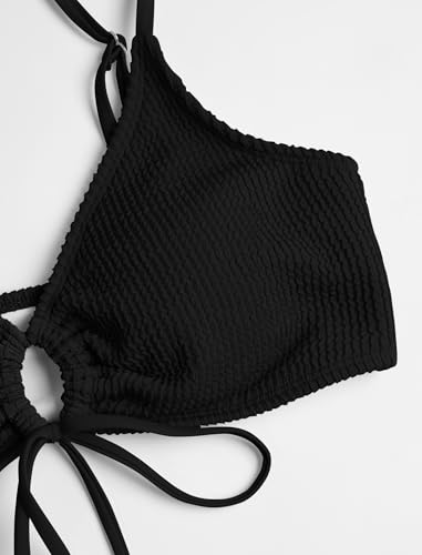 Image of ZAFUL Bikini Sets for Women String 2 Piece Swimsuits High Waisted Bathing Suit V Neck Cut Out Swimwear