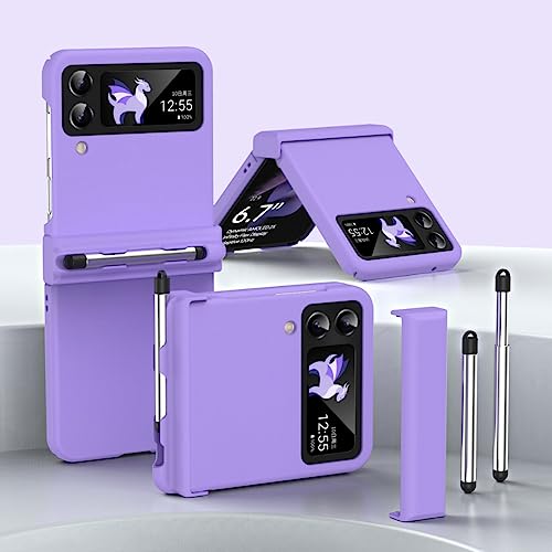 Coque Galaxy Z Flip 4 silicone liquide violet protection intégrale charnière stylet