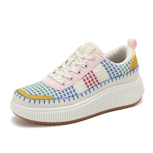 ZPAWDH Femme Baskets Chaussures de Running Outdoor Fitness Platform Route Sneakers Rose Jaune 40EU