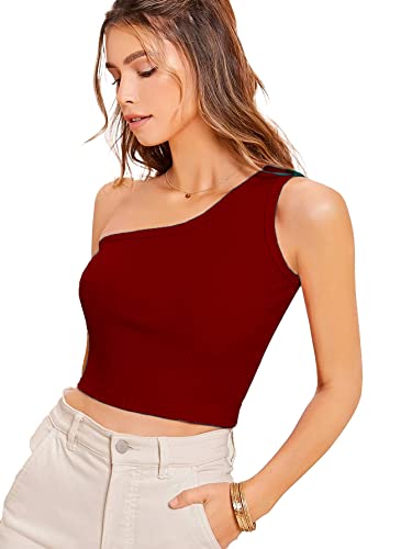 Image of Istyle Can Women's & Girls' Solid Square Neck Ribbed /Knitted Sleeveless Single Shoulder Stretchable Slim Fit Crop Tank Top