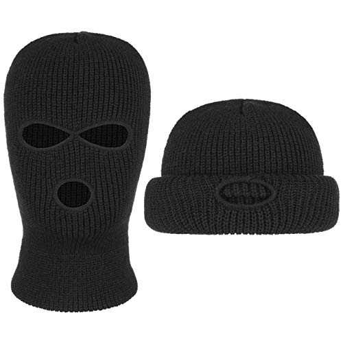 Chapeaushop Cagoule en Tricot Protection du Visage (Taille Unique - Noir)