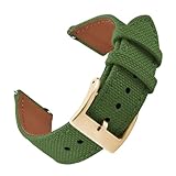 LOPAKACTAG Cinturini sportivi in ​​tela da vela for uomo e donna, 18 mm, 20, 22, cinturino in nylon pelle for marca(Green-Buckle3,18mm)