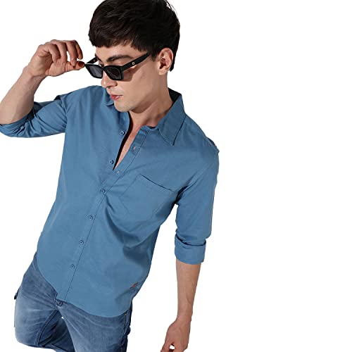 Image of CAHOOT Mens Striped Cotton Shirt Button Up Regular Fit for Casual Wear Cotton Spread Collar Shirt Crafted with Comfort