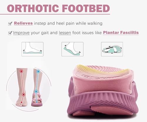 Image of KuaiLu Womens Orthopedic Walking Sandals with Comfortable Arch Support Plantar Fasciitis Relief Summer Outdoor Hiking Sport Recovery Adjustable Strap Athletic Chunky Cushion Shoes