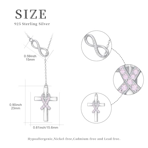 Breast Cancer Necklace Breast Cancer Gifts for Woman 925 Sterling Silver Pink Ribbons Jewelry Gifts for Women Lovers4
