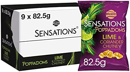 Walkers Sensations Poppadoms Lime and Chutney Snacks, 82.5 g
