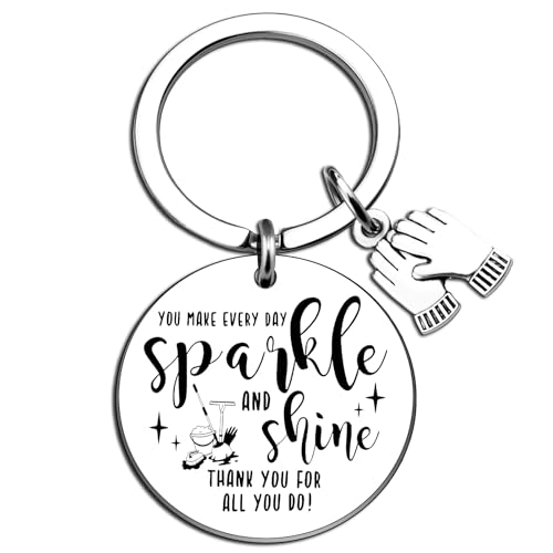 UIWIHHP Housekeeping Appreciation Gifts for Women Men Thank You Keychain Christmas Housekeeping Week Gifts for Housekeepers Custodian Cleaners You Make Everyday Sparkle And Shine Keychain