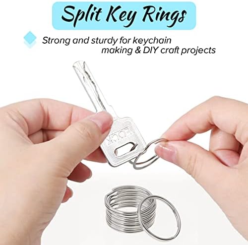 Paxcoo 100 Pack Keyrings, Split Key Rings Bulk for Keychain and Crafts (1 Inch) - 3