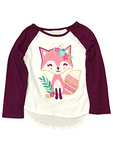 Jumping Beans Toddler Girls Long Sleeve Purple Glitter Fox T-Shirt Tee Shirt 4T