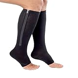 Compression Zipper Socks Leg Support Stockings Zip Long Socks- Black- Men Women - Small