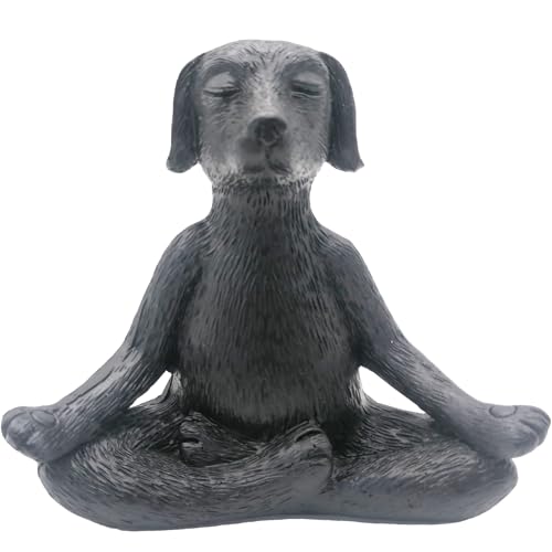 LSBDJDL Meditation Buddha Ornament Meditation Dog Decoration Yoga Dog Garden Gift (Black)
