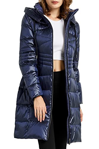 Orolay Femme Doudoune Longue Manteau Matelassée D'hiver avec Capuche Bleu XL