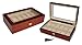 TimelyBuys Elegant 12 Piece Cherry Wood Rosewood Watch Box Display Case Collection Jewelry Box Storage Glass Top Father's Day Gift