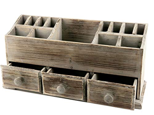 URFORESTIC Vanity Drawer Beauty Organizer 3 Drawers - Wooden Cosmetic Storage Box for Neat & Organize Storing of Makeup Tools, Small Accessories at Home & Office Vanities & Bathroom Counter-top (Rustic)