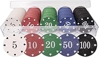 LHTHT 100pcs Poker Chips,Poker Box,Poker Set,5 Farbzähler.Pokerchips mit Nennwert,die bei Pokerspielen verwendet Werden