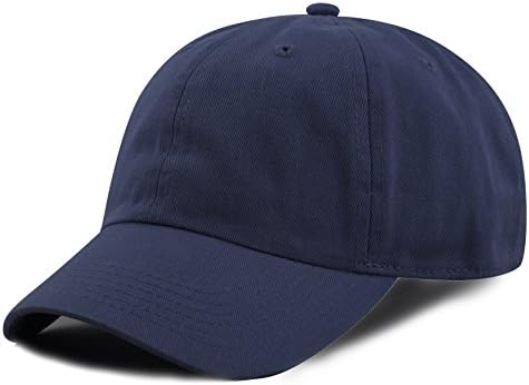 The Hat Depot Kids Washed Low Profile Cotton and Denim Plain Baseball Cap Hat (2-5 yrs, Navy)