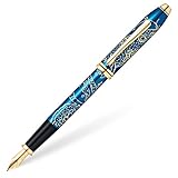 Cross Townsend 2020 Year of the Rat Special Edition Translucent Blue Lacquer w/ 23KT Gold Plated Inlays and Appointments Fine Nib Fountain Pen
