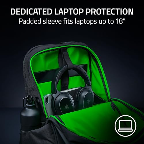 Image of Razer Rogue V4 18 inch Gaming Laptop Backpack - Tear & Water Resistant Exterior, Shockproof Sleeve Fits Up to 18 inch Laptops, Ergonomic Comfort, Made with Recycled Material, Padded Shoulder Straps