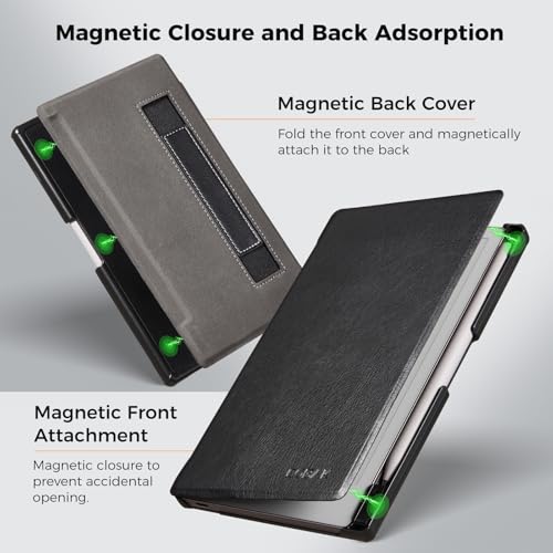 CoBak Case with Hand Strap for Remarkable Paper Pro Move 7.3" 2025 Released - Smart Auto Sleep/Wake Folio Lightweight Protective Cover with Built-in Pen Holder and Nibs Holder (Black)