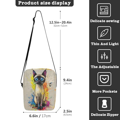 messenger bag for men Crossbody Bags For Women Women's Purse Adjustable Strap for Outdoor Daily Outdoor Daily- Chic Siamese Cat3