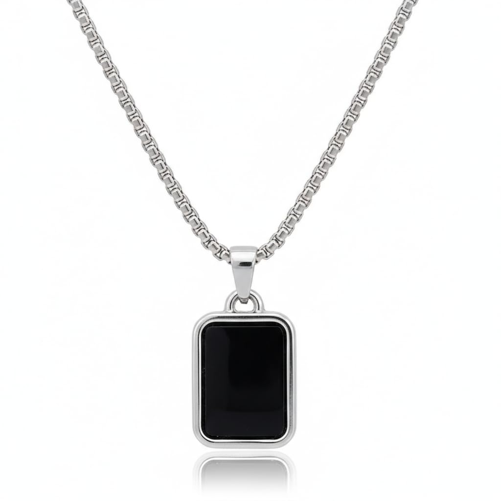 Jewel Harbour Black Stone Oval Bar Pendant with Stainless Steel Chain Necklace for Men- Anti Tarnish - Review, Price and Buying Guide