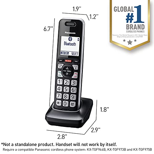 Image of Panasonic Additional Cordless Phone Handset, Advanced Call Block, Compatible with KX-TGF94x and KX-TGF97x Series - KX-TGFA97B (Black with Silver Trim) (Pack of 5)