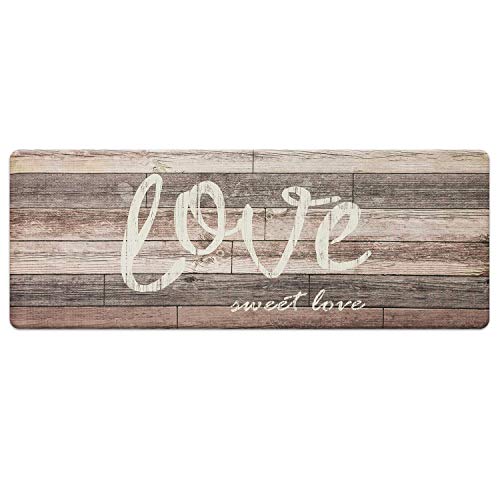 Farmhouse Kitchen Mats Cushioned Anti-Fatigue Comfort Mat for Home & Office Ergonomically Engineered Memory Foam Kitchen Rug Waterproof Non-Skid, 47" by 17",Love