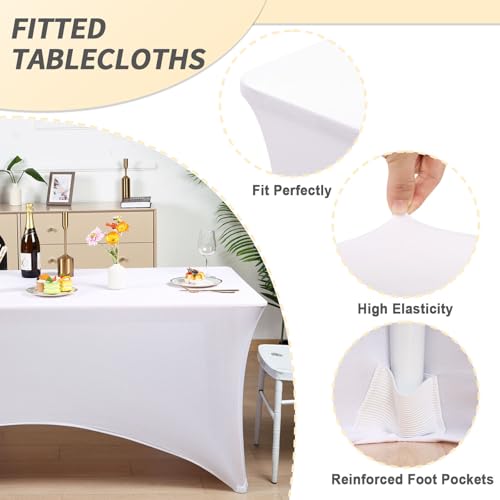 image for Fixwal 6 Pack Table Cloth Rectangle Table, 6FT Table Cover, White Tabl