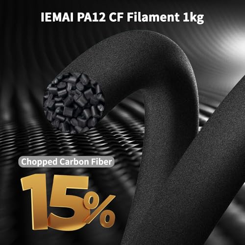 Image of IEMAI PA12 Carbon Fiber Nylon Filament 1.75mm Matte Black 1KG, Low Moisture PA12-CF 3D Printer Filament with High Tough & Strength, Chemical Resistant, Dimensional Stability