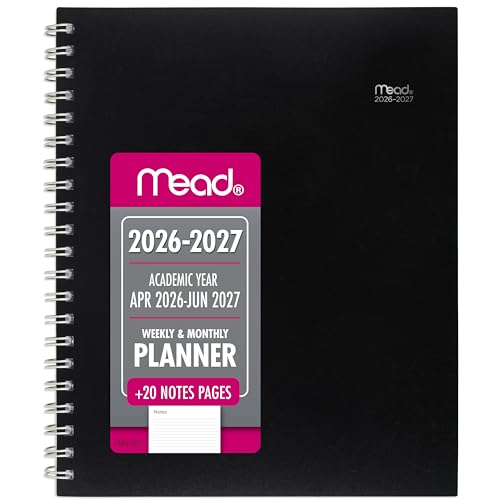 Mead Planner 2026-2027 Weekly & Monthly Academic 15-Month April-June 8.5 x 11 Black (CAW62005)