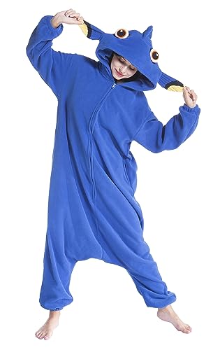 SimZoo Adult Animal Onesie Pajamas Men and Womens Fish Costume Sleepwear One-Piece Unisex Homewear X-Large