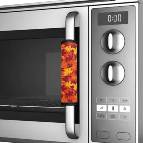 Image of Dreaweet Maple Leaf Print Refrigerator Handle Covers Set of 4