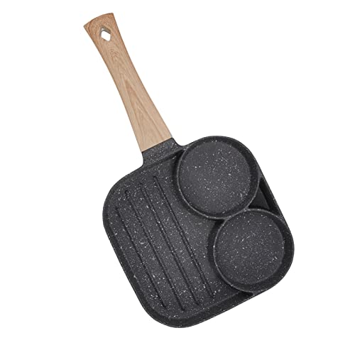 TOPINCN Sartén, Sartén Dividida 2 en 1 de Aleación de Aluminio con Asa, Olla de Desayuno de...