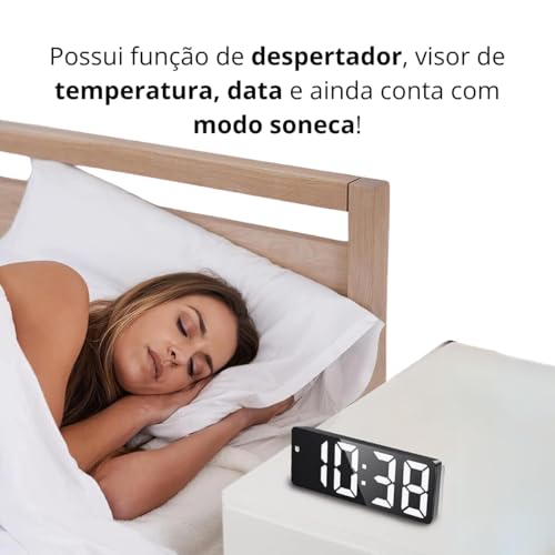 Relógio Digital De Mesa Despertador Alarme Temperatura Visor Luz Led Inteligente Pequeno Cabeceira A