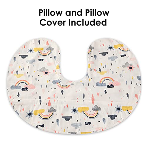 Nursing Pillow for Infant Feeding Cushion, Newborn Support Pillow for Breastfeeding Baby and Bottle Feeding, with Washable Pillow Cover for Boys & Girls - White Rainbow