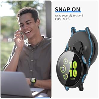 Intended for Garmin Vivoactive 5 Screen Protector with Tempered Glass Film Hard PC Bumper Full Cover Shell Smartwatch Accessories for Garmin Vivoactive 5 Case (Black&Green)