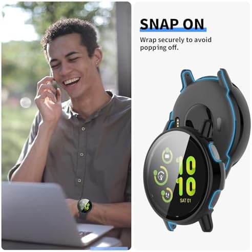 Chofit Intended For Garmin Vivoactive 5 Screen Protector With Tempered Glass Film Hard Pc Bumper Full Cover Shell Smartwatch Accessories For Garmin Vivoactive 5 Case(Black&Black)