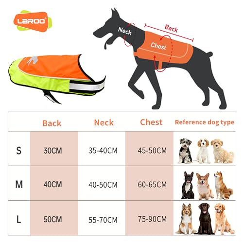 LaRoo Hunderegenmantel, Leuchtendes LED Wasserdicht Winter Reflektierende Regenmantel für Hunde mit Bauchschutz,USB Wiederaufladbarem Sicherheitsweste für Kleine Grosse Hunde(M,Fluoreszierende Orange)
