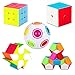SISYS 5 Pack Speed Cube Set Cubo Magico 2x2x2 + 3x3x3 + Serpente Magico + Magic Rainbow Ball + Fenghuolun Magic Puzzle Cubes 3D Puzzle Senza Adesivo Giocattoli Educativo per Bambini e Adulti