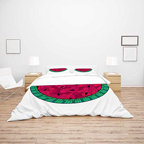 Parure de lit King size rouge pastèque avec housse de couette - 4