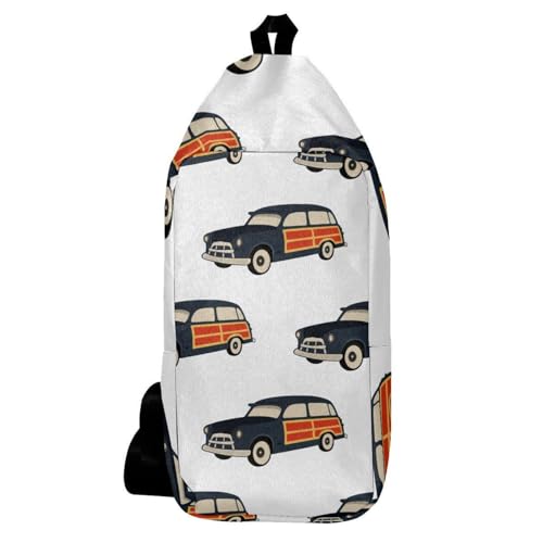 Mochila de hombro retro de surf: bolsa cruzada multicolor de 16x36.5cm para viaje y montaña