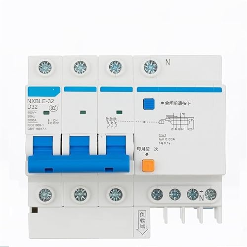 Disjoncteur différentiel RCBO 3P+N NXBLE-32 type D 6KA 30mA pour protection triphasée