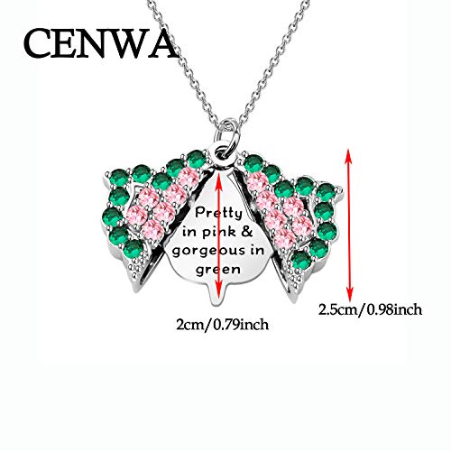 CENWA Pretty in Pink & Gorgeous in Green Zircon Leaf Open Locket Necklace Gift for Sorority Sister2