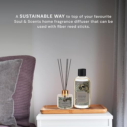 Soul & Scents Reed Diffuser Refill For Scented Fable Fragrance | Free 12 Fiber Reed Sticks | Long Lasting | Smoke Less Room Freshener For Home, Bedroom, Living Room & Office | 300ml