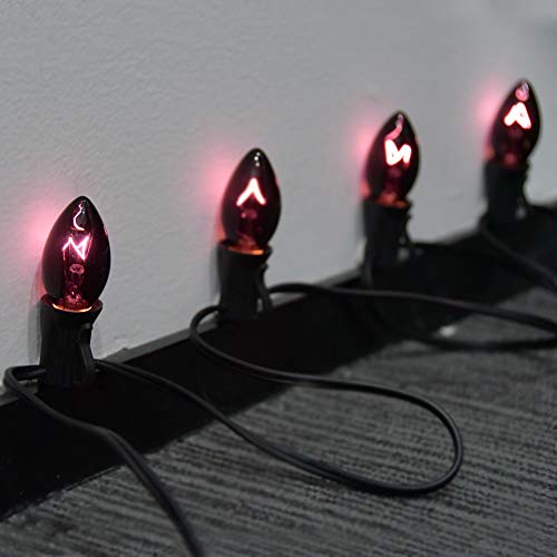Romasaty 25 Pack C7 Black Halloween Replacement Bulbs C7 Clear Outdoor String Lights Replacement Bulbs, C7/E12 Candelabra Base, 5 Watt #TOP5