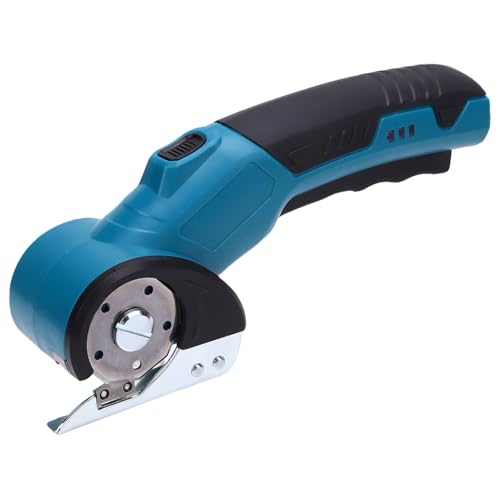 Fabater Cordless Electric Scissors, 4V Rechargeable Cardboard Cutter with Safety Lock & LED Light, Carpet Cutter Electric Box Cutter, Rotary Cutter for Leather Carpet Plastic (Blue)