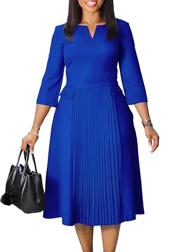 Image of Wear to Work Midi Dress for Women Business Casual A-line Dress Elegance Church Outfits