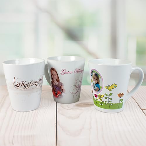 Konische Keramiktasse LATTE 12oz | für die Sublimation geeignet | unbedruckt Fototasse Tasse, Becher in PREMIUM-QUALITÄT 12 Stück