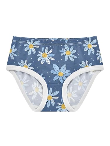 ZZKKO Blue Flowers Hand-drawn Style Girls Underwear Toddler Panties for Girls Comfort Brief Size 2T