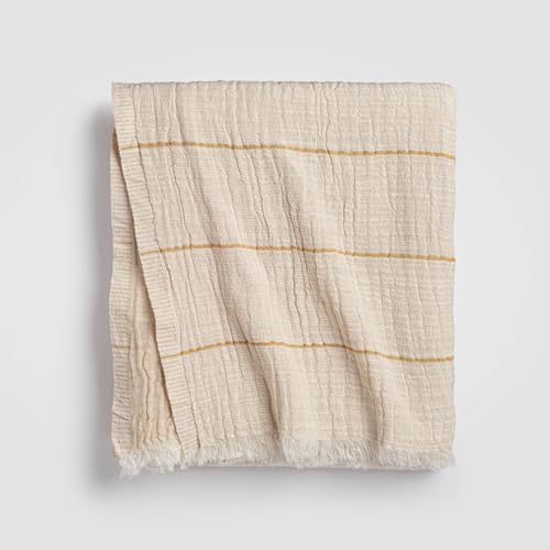 Crane Home Dune Sahara Stripe Throw Blanket 55x80, Rust Beige Striped 100% Cotton Decorative Sofa and Bed Blanket, Lightweight All-Season Throw, Handwoven in India, Luxury Bedding Accent